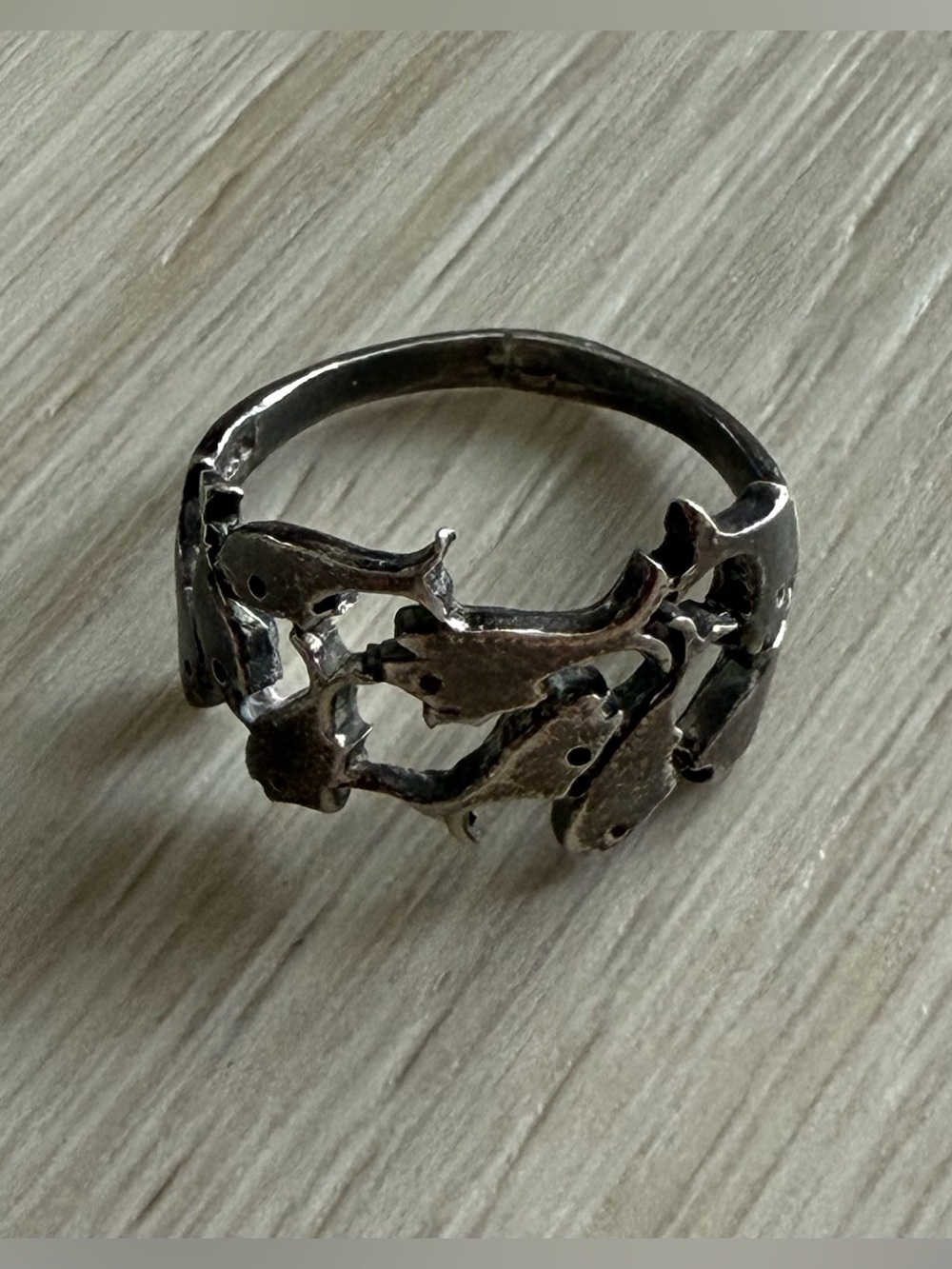 Vintage Sterling Silver Modernist Fish Band Ring Sz 8.5 - Picture 3 of 6